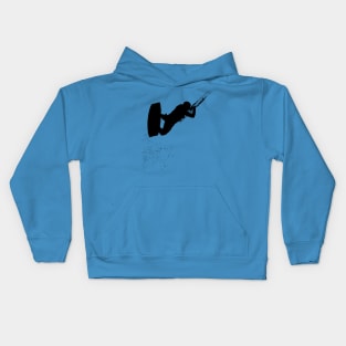 Kitesurfing Action Kite And Surf Silhouette Black Kids Hoodie